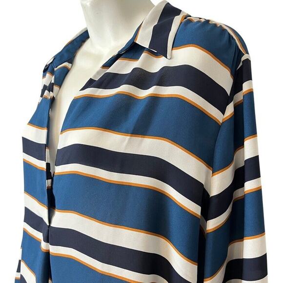 Ann Taylor Factory Womens Striped Long Sleeve V-Neck Career Blouse Top Shirt XL - Picture 10 of 16